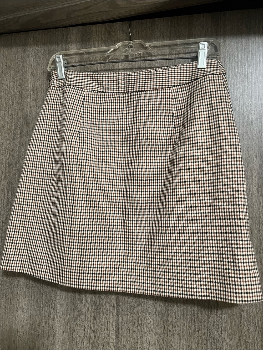 Mango Brown and Black Houndstooth A-Line Mini Skirt
